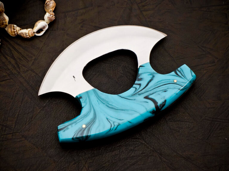 Handmade Stainless Steel ULU knife with Leather cover | Best chef Knife