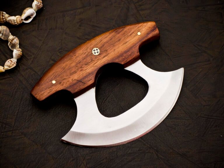 Handmade Stainless Steel ULU knife with Leather cover | Best For Wedding Gift