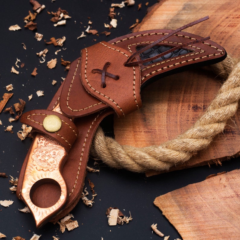 Handmade Damascus Karambit knife with leather cover | Best wedding gifts