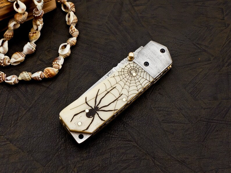 Handmade Engraved Bone handle knife with cover | Best wedding gifts