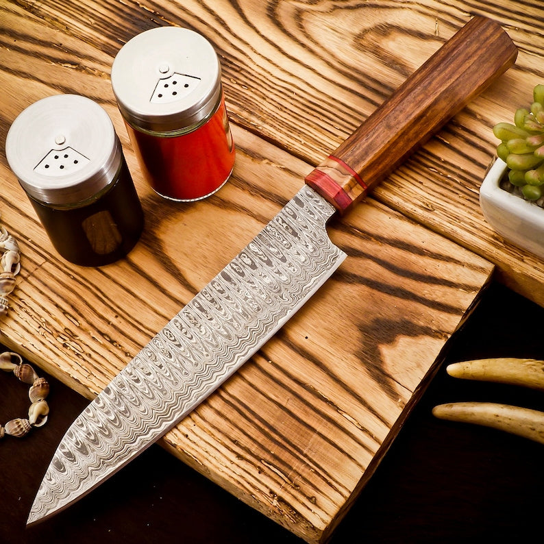 Handmade Damascus knife with Leather cover | Best Birthday gift
