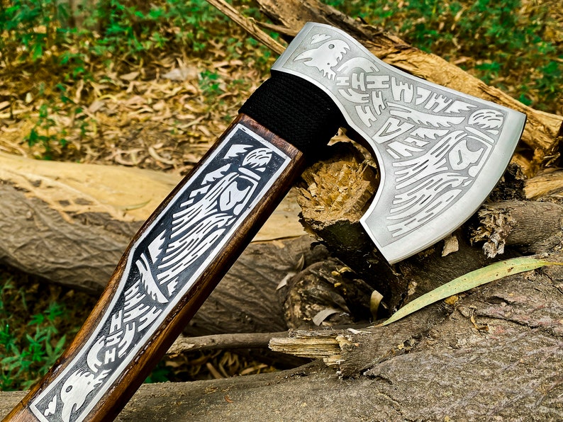 Handmade engraved Axe with leather cover | Best Throwing Axe