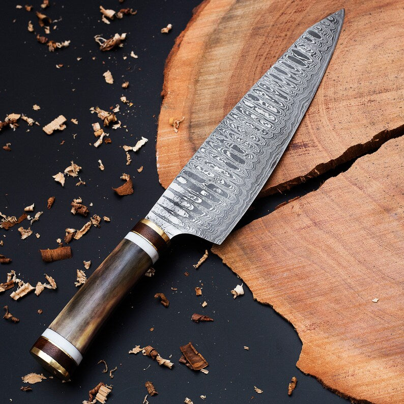 Custom Forged Damascus knife | Best kitchen knife | Gift for sister