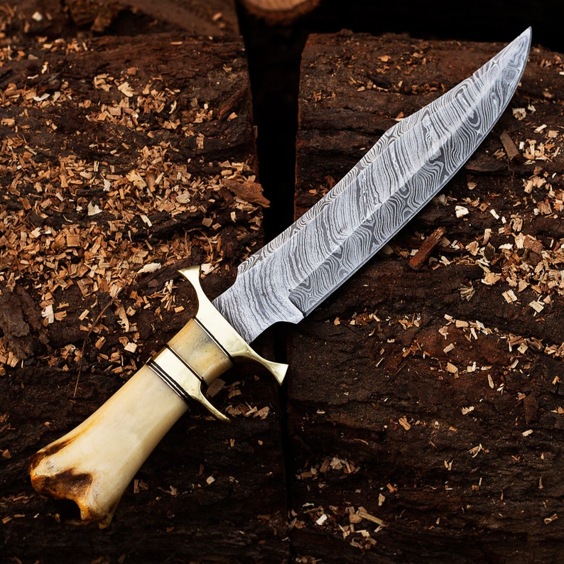Damascus steel Knife with bone handle | Best camping knife