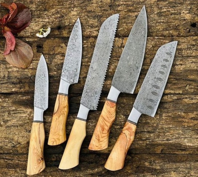 Handmade Kitchen knife 5 piece set with leather cover | Best gift for mother