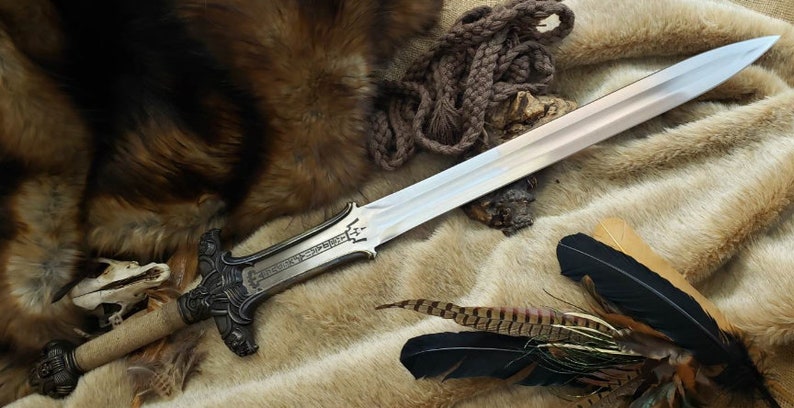 The barbarian Engraved Sword with Leather cover | Best Medieval Sword