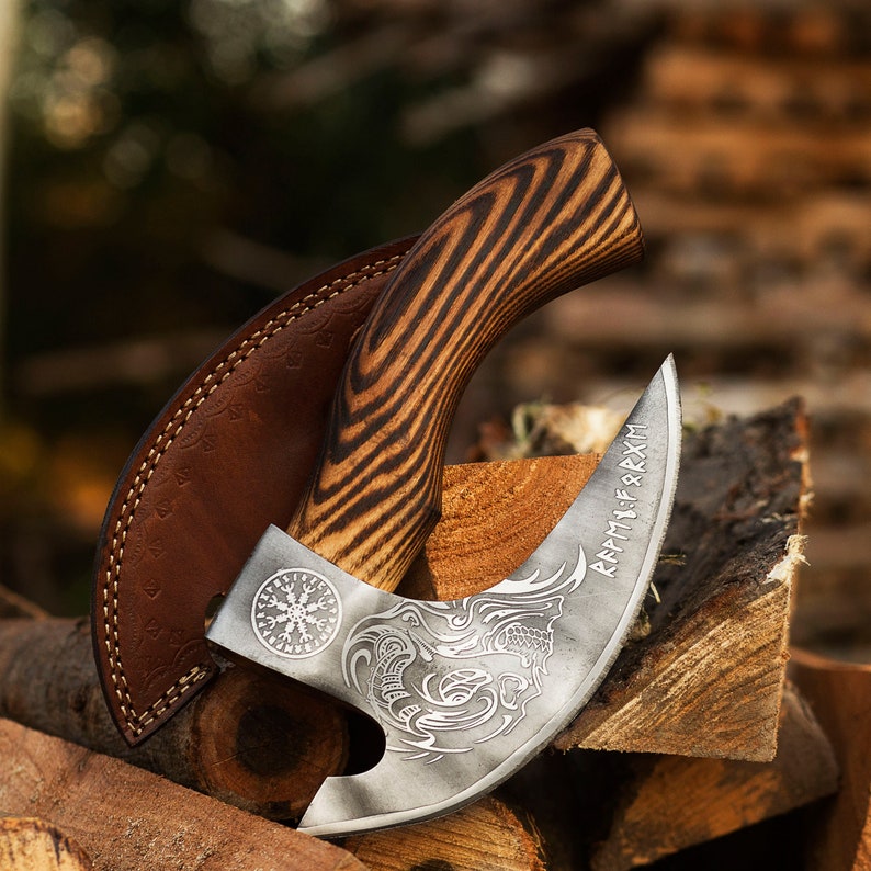 Handmade steel Pizza Axe with leather cover | Best wedding Gifts