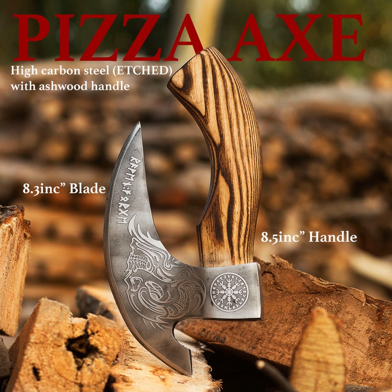 Handmade steel Pizza Axe with leather cover | Best wedding Gifts