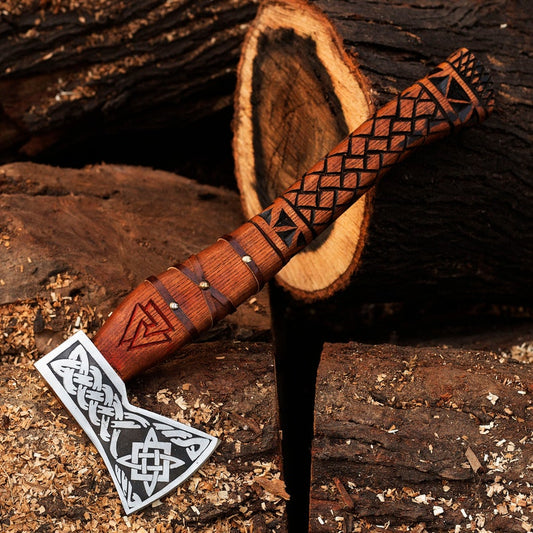 Handmade steel Axe with leather cover | Best camping tool