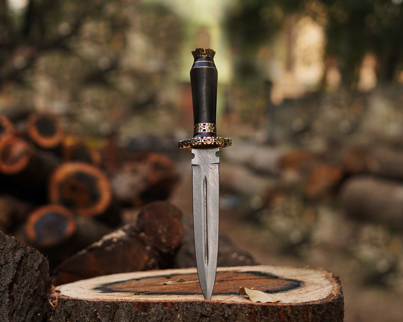 Custom Made Damascus Dagger Knife with Leather cover | Best Anniversary gifts