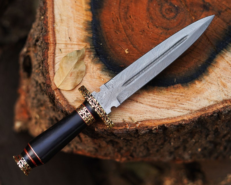 Custom Made Damascus Dagger Knife with Leather cover | Best Anniversary gifts